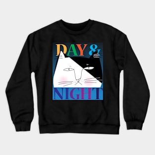 Day & Night tuxedo cat Crewneck Sweatshirt